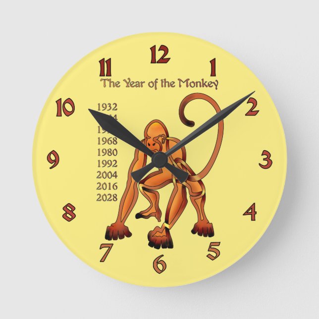 Year of the Monkey Round Clock (Front)