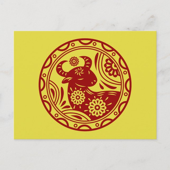 Year Of The Ox Chinese New Year CNY 2021 2009 1997 Postcard (Front)