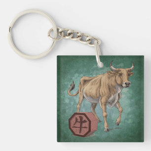 Year of the Ox Chinese Zodiac Art Keychain