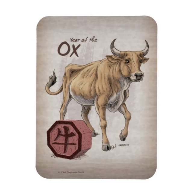 Year of the Ox Chinese Zodiac Art Magnet (Vertical)
