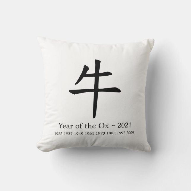 Year of the Ox Customizable 2021 Chinese Zodiac Throw Pillow (Front)