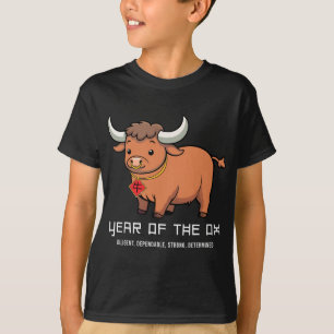 Year Of The Ox Cute Kawaii Chinese Zodiac Chinese  T-Shirt