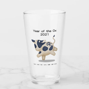 Year of the Ox Cute Zodiac Animal 2021 Glass