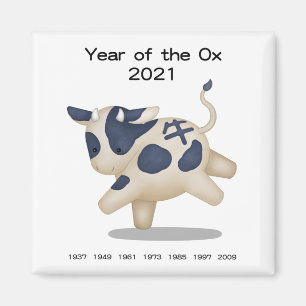 Year of the Ox Cute Zodiac Animal 2021 Magnet
