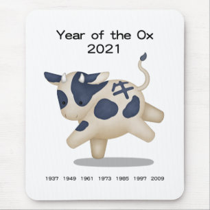 Year of the Ox Cute Zodiac Animal 2021 Mouse Pad