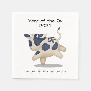 Year of the Ox Cute Zodiac Animal 2021 Napkin