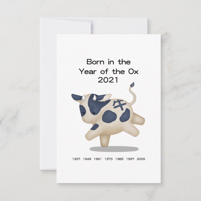 Year of the Ox Personalized Baby Announcement (Front)
