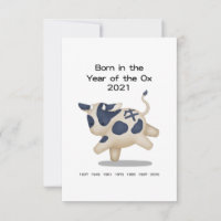 Year of the Ox Personalized Baby Announcement