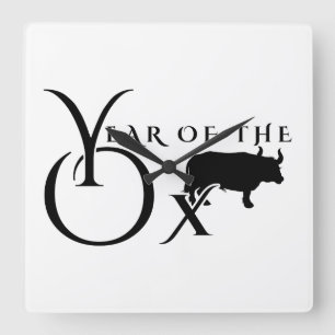 Year of the ox square wall clock