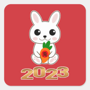 Year of the Rabbit 兎 Chinese New Year  Square Stic Sticker