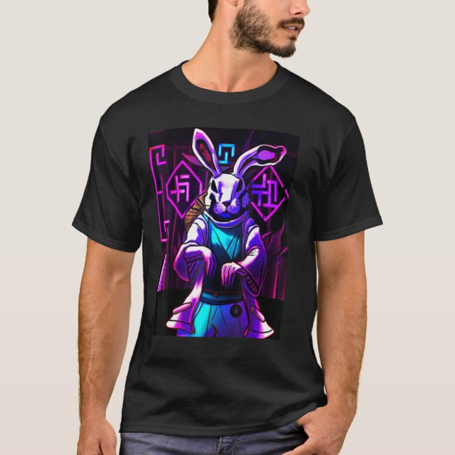 Year of The Rabbit 2023 Chinese Rabbit Synthwave T-Shirt (Front)