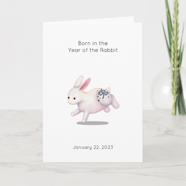 Year of the Rabbit Baby Birth Announcement (Front)