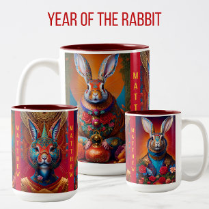 Year of The RABBIT Chinese Astrology Sign Birthday Two-Tone Coffee Mug