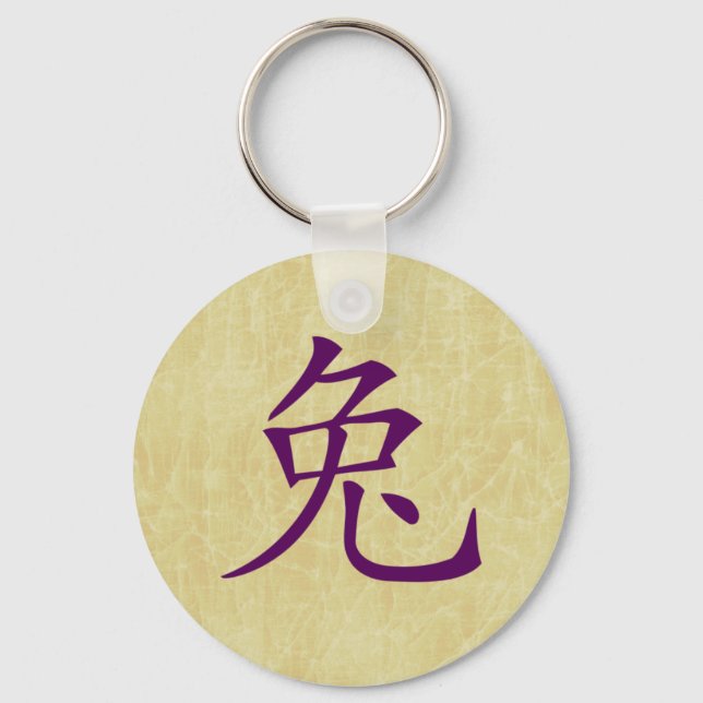 year of the rabbit chinese symbol keychain (Front)