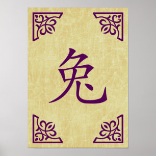 year of the rabbit chinese symbol poster