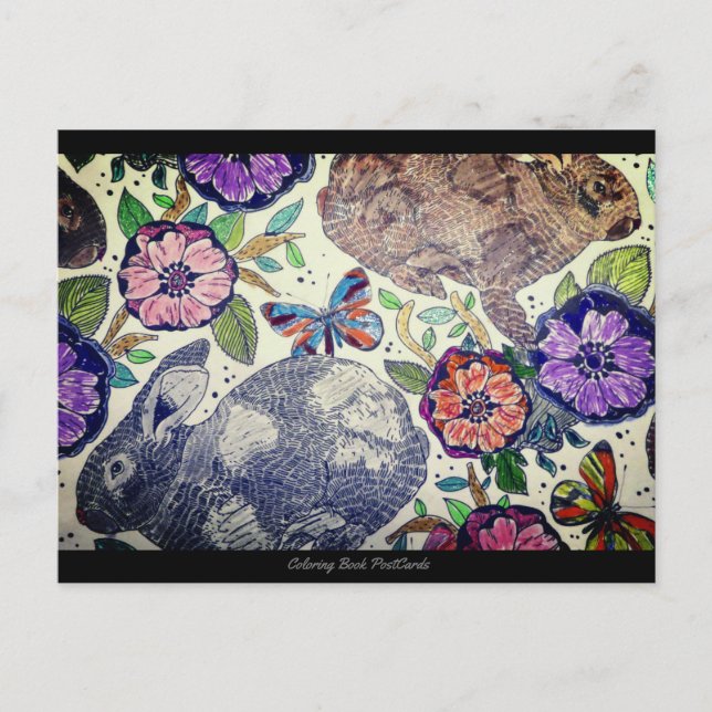 Year of the Rabbit | Colouring Book Postcard (Front)