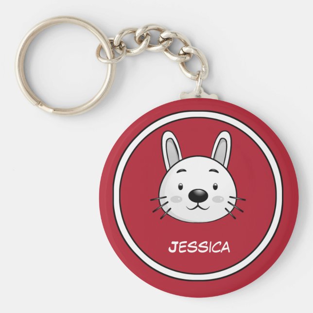 Year of the Rabbit. Cute Bunny | Custom Name Keychain (Front)