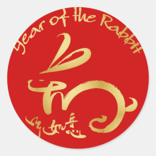 Year of the Rabbit Kid's Wrist Classic Round Sticker