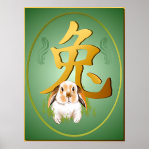 Year Of The Rabbit Oval Poster