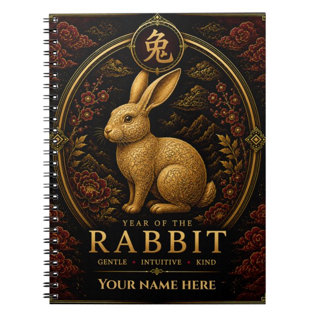 Year of the Rabbit Personalized Zodiac Notebook (Front)