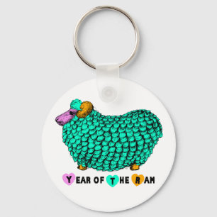 Year of the Ram Sheep or Goat green Keychain