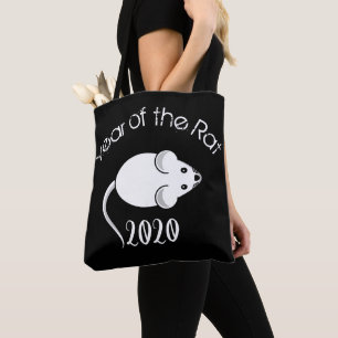 Year of the Rat 2020 Mouse with Text Tote Bag