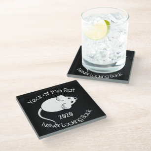 Year of the Rat 2020 Never Looking Back Glass Coaster