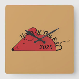 Year of the Rat 2020 Square Wall Clock