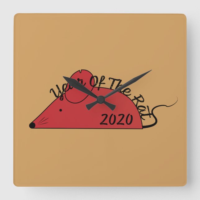 Year of the Rat 2020 Square Wall Clock (Front)
