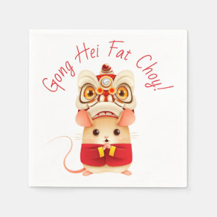 Year of the Rat Chinese Lion Dancer Napkin