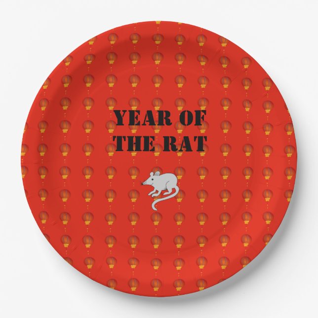 Year of the Rat Chinese  New Year Paper Plate (Front)
