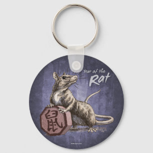 Year of the Rat Chinese Zodiac Art Keychain
