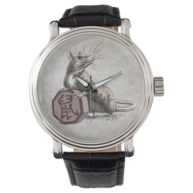 Year of the Rat Chinese Zodiac Art Watch (Front)