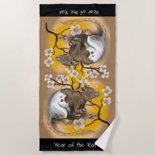 Year of the Rat Chinese Zodiac Beach Towel