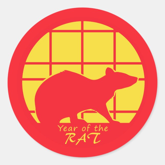 Year of the Rat Classic Round Sticker (Front)