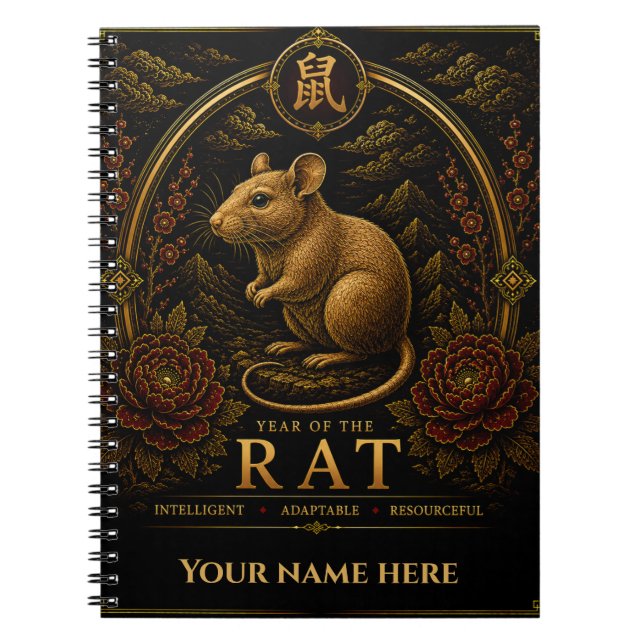 Year of the Rat Personalized Zodiac Notebook (Front)