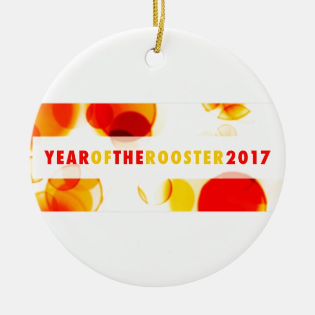 year of the rooster 2017 (bokeh) ceramic ornament (Front)