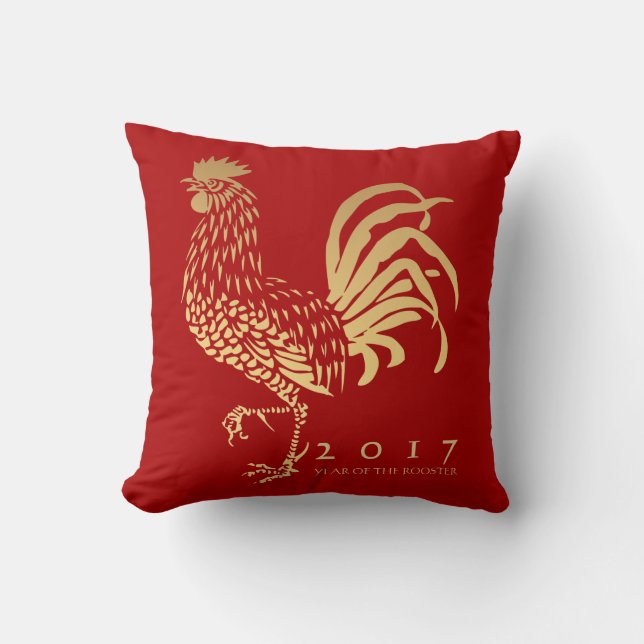 Year of The Rooster 2017 customizable Red Pillow (Front)