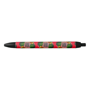 Year of the Rooster Circle Black Ink Pen
