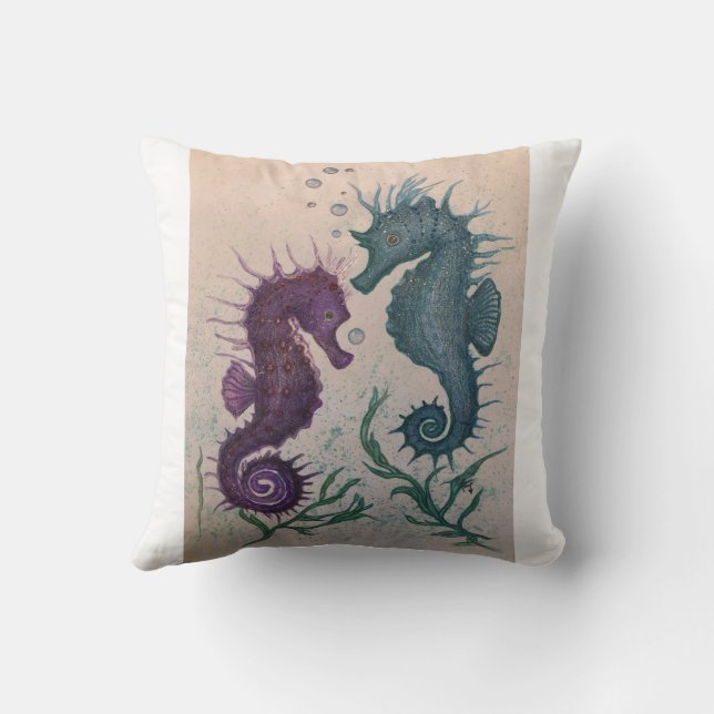 Year of the Seahorses Throw Pillow (Back)