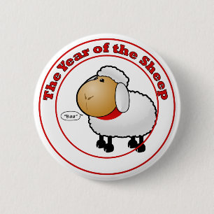 Year of the Sheep Cartoon 2 Inch Round Button