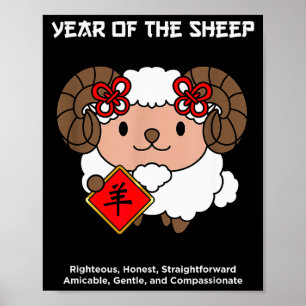 Year Of The Sheep Chinese Zodiac Lunar New Year Poster
