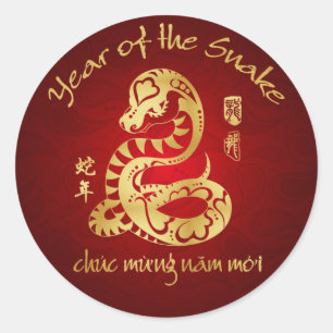 Year of the Snake 2013 - Vietnamese New Year - Tết Classic Round Sticker