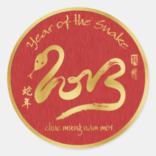 Year of the Snake 2013 - Vietnamese New Year - T Classic Round Sticker
