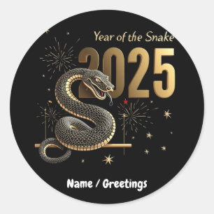 Year of the Snake 2025 Chinese Zodiac Customizable Classic Round Sticker