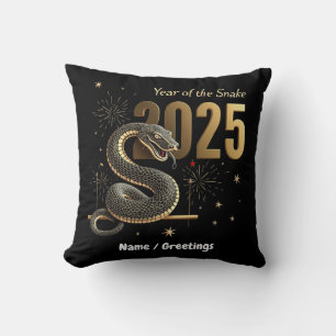 Year of the Snake 2025 Chinese Zodiac Customizable Throw Pillow