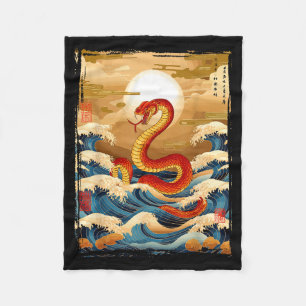 Year Of The Snake 2025 Chinese Zodiac Lunar New Ye Fleece Blanket
