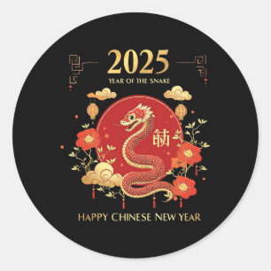 Year Of The Snake 2025 Lunar New Year Chinese New Classic Round Sticker