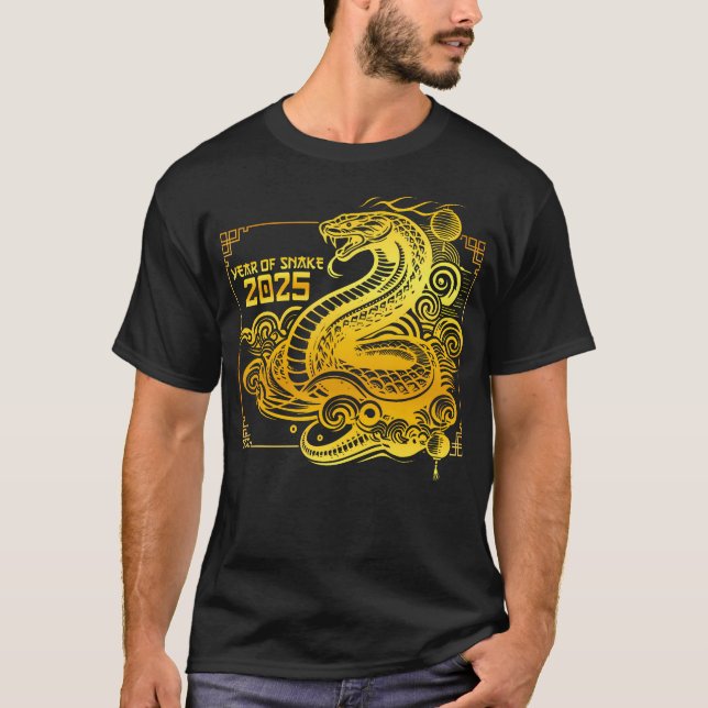 Year Of The Snake 2025 Zodiac Happy Chinese New Ye T-Shirt (Front)