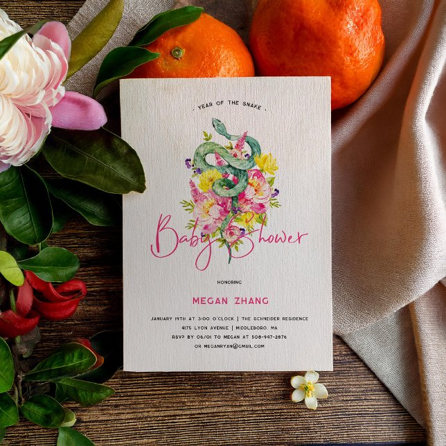 Year of the Snake Floral | Baby Shower Invitation (Creator Uploaded)